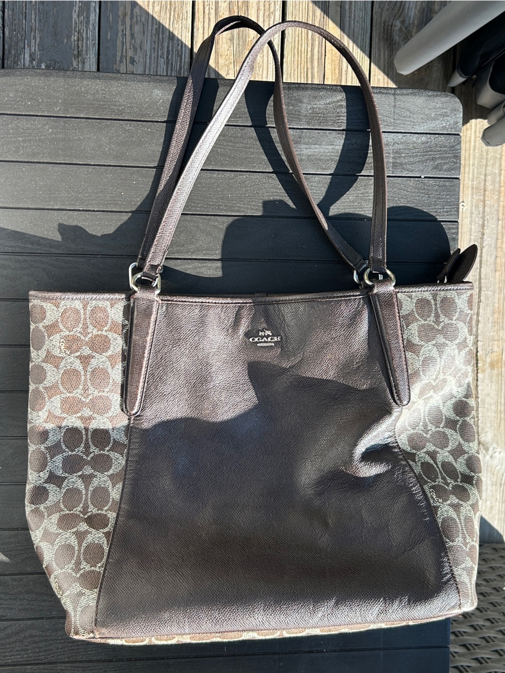 Coach Signature Brown Leather Tote Bag